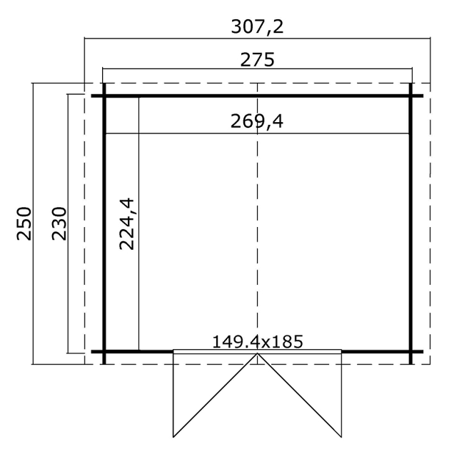 Blokhut Norah 275x230 Carbon Grey-Wit