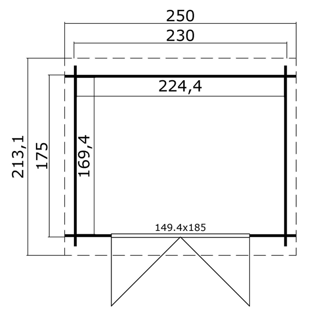 Blokhut Indi 230x175 Carbon Grey-Wit