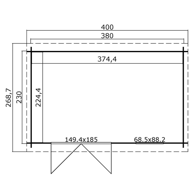 Blokhut Amira 380x230 Olijfgroen Geïmpregneerd