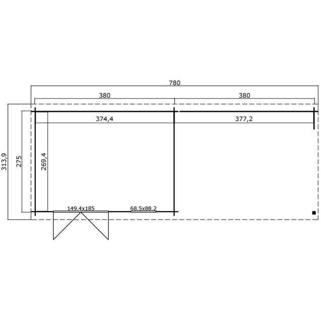 Blokhut Aida 760x275 Olijfgroen Geïmpregneerd