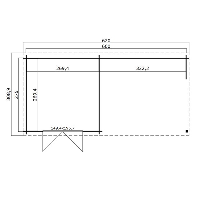 Blokhut Manuel 600x275 Olijfgroen Geïmpregneerd