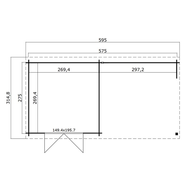 Blokhut Fraya 570x275 Carbon Grey-Wit