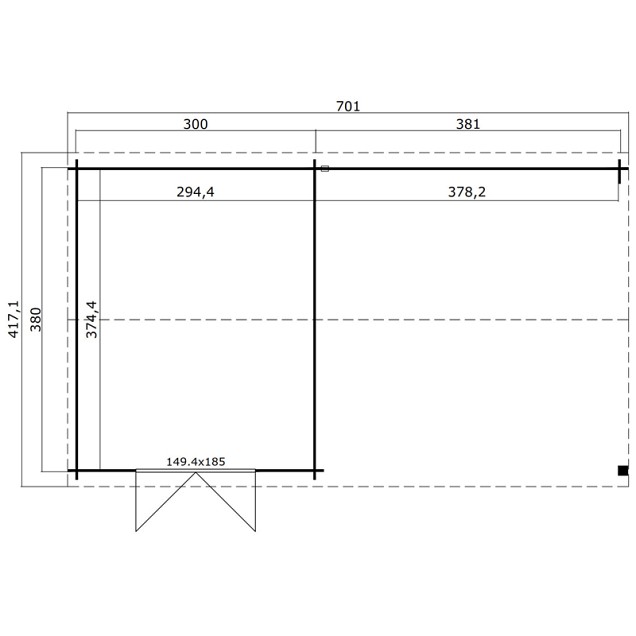 Blokhut Octavio 681x380 Platinum Grey-Wit