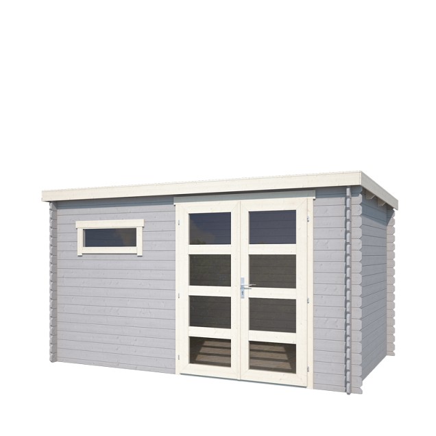 Blokhut Timian 380x230 Platinum Grey-Wit