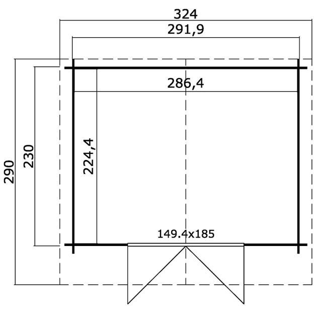 Blokhut Baltimore 292x230 Olijfgroen Geïmpregneerd