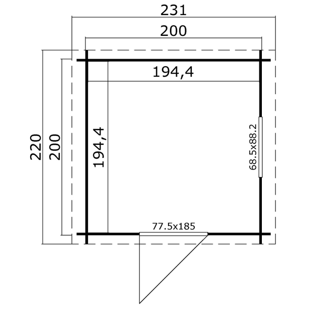 Blokhut Wels 200x200 Olijfgroen Geïmpregneerd