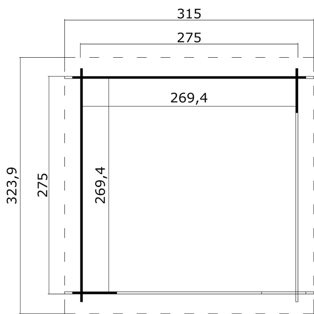 Blokhut Lara 275x275 Carbon Grey-Wit