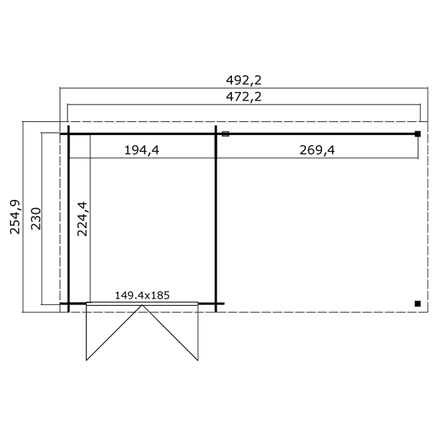 Blokhut Helena 472x230 Olijfgroen Geïmpregneerd