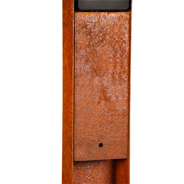 Tuinpaal - pro+ enkel met kabeldoos, afdekkap en installatiedraad cortenstaal