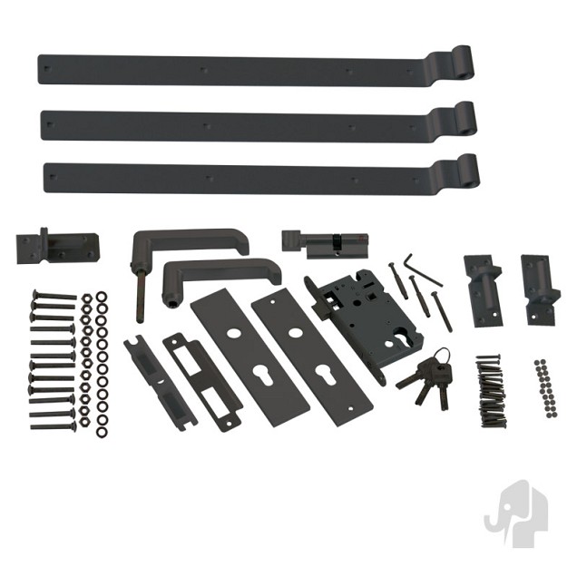 Elephant houten tuindeur beslagset universeel antraciet set