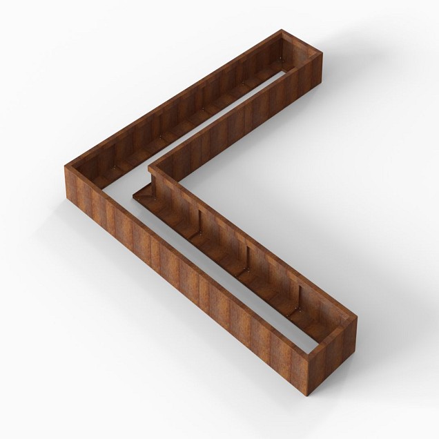 Bloembak Module+ L-vorm 60x300x300x28 cm Corten