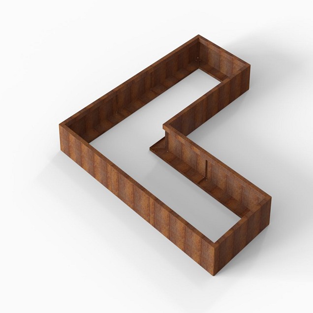 Bloembak Module+ L-vorm 90x240x240x28 cm Corten