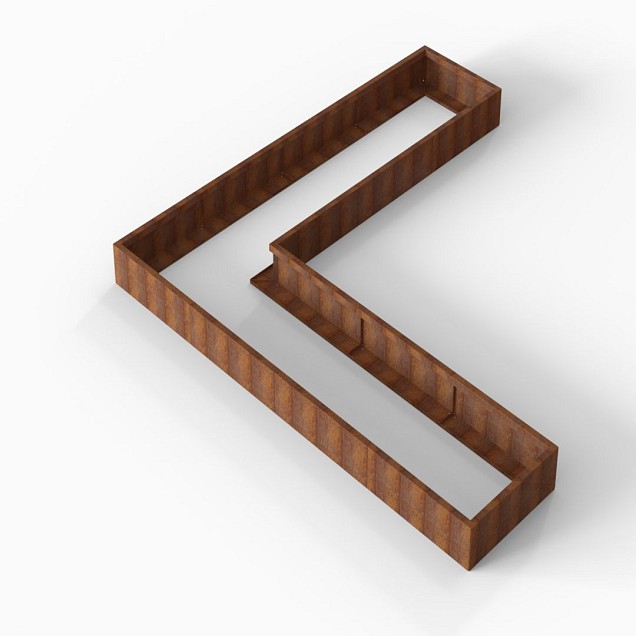 Bloembak Module+ L-vorm 90x360x360x28 cm Corten