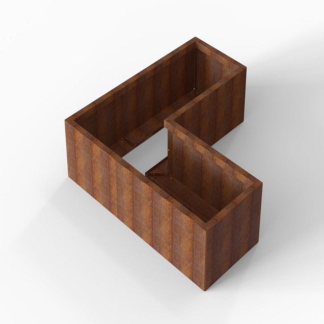Bloembak Module+ L-vorm 60x150x150x42 cm Corten