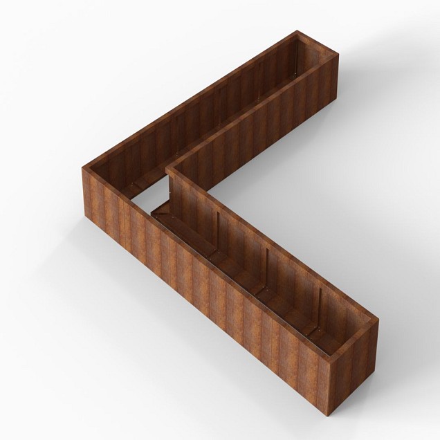 Bloembak Module+ L-vorm 60x300x300x42 cm Corten