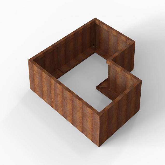 Bloembak Module+ L-vorm 90x150x150x42 cm Corten