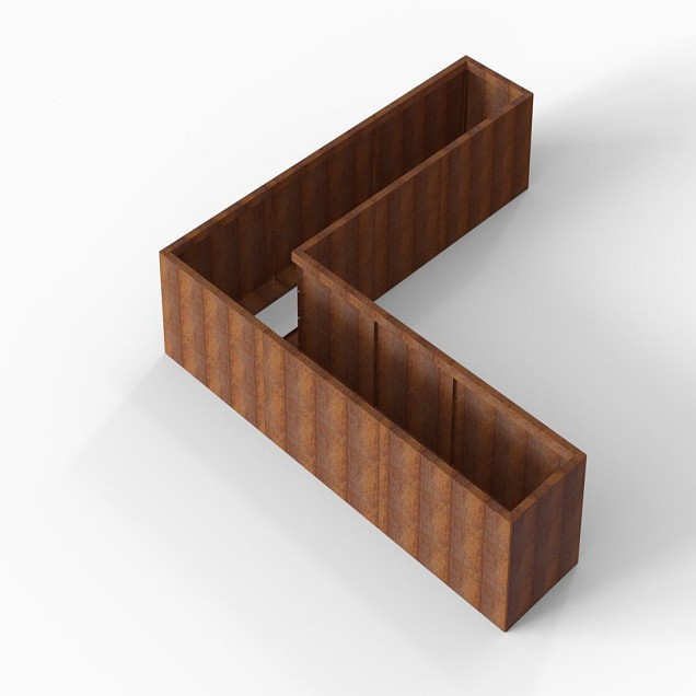 Bloembak Module+ L-vorm 60x270x270x56 cm Corten