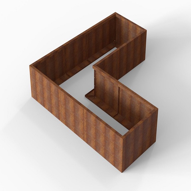Bloembak Module+ L-vorm 90x240x240x56 cm Corten