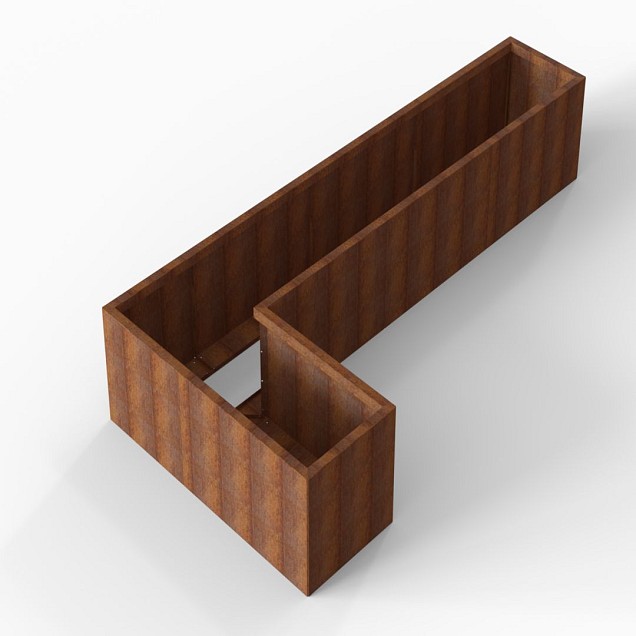 Bloembak Module+ L-vorm 60x330x150x56 cm Corten