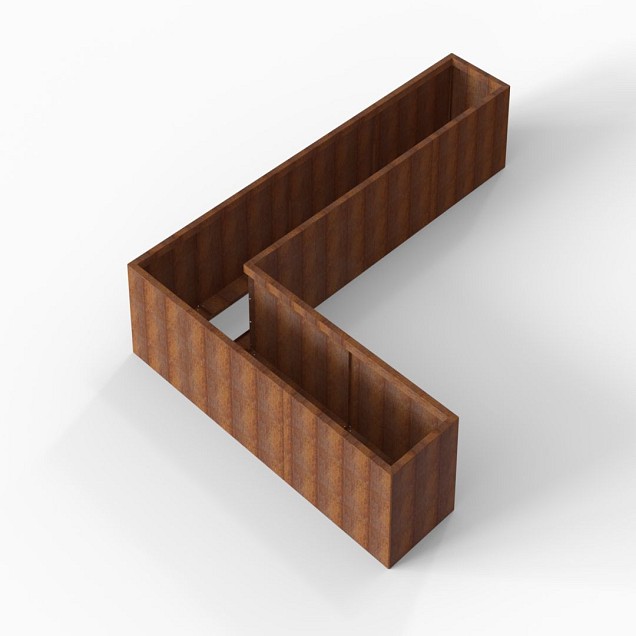 Bloembak Module+ L-vorm 60x330x240x56 cm Corten