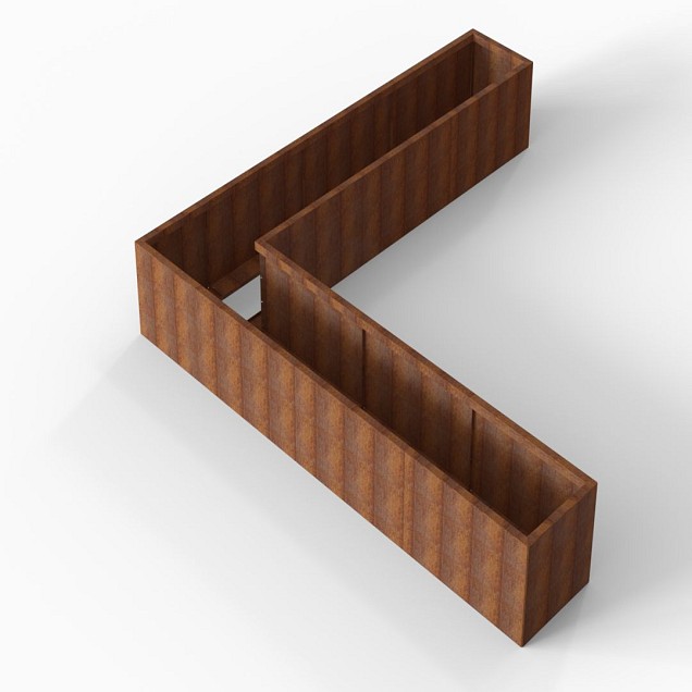 Bloembak Module+ L-vorm 60x330x330x56 cm Corten