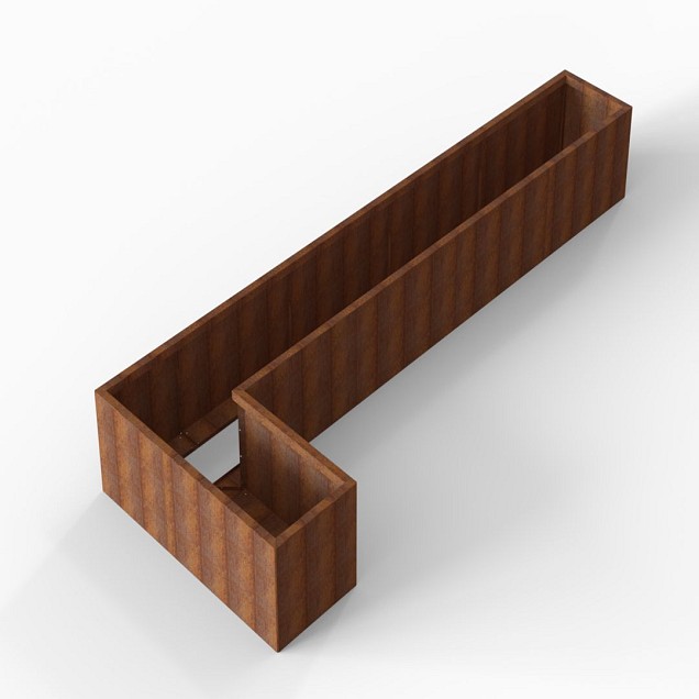 Bloembak Module+ L-vorm 60x420x150x56 cm Corten