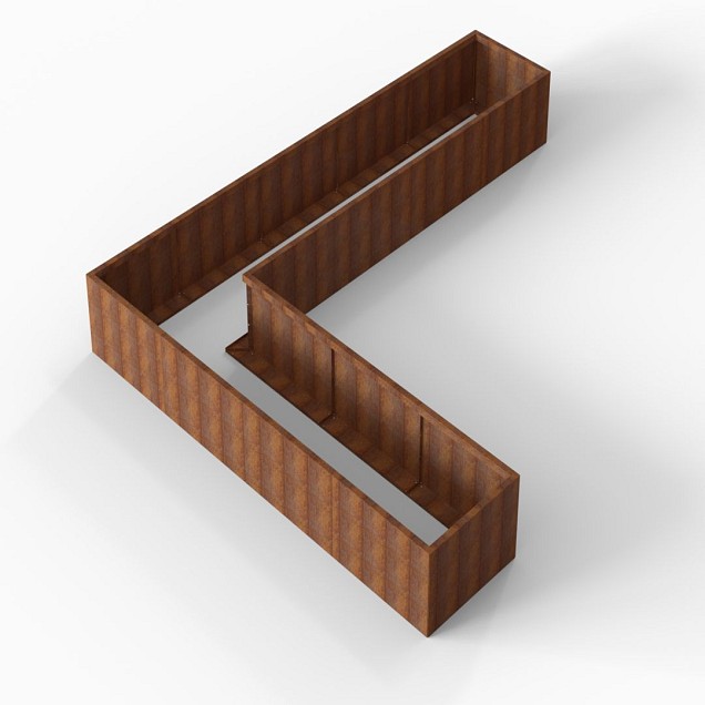Bloembak Module+ L-vorm 90x450x360x56 cm Corten
