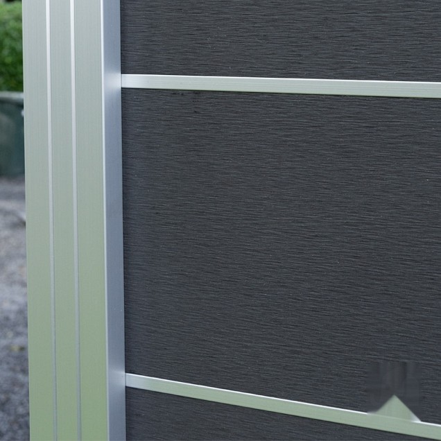 Elephant schutting Modular Evo houtcomposiet 180x97 cm Rock Grey, alu profielen