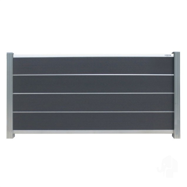 Elephant schutting Modular Evo houtcomposiet 180x97 cm Rock Grey, alu profielen