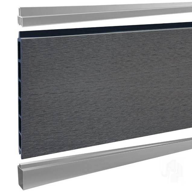 Elephant schutting Modular Evo houtcomposiet 180x180 cm Rock Grey, alu profielen