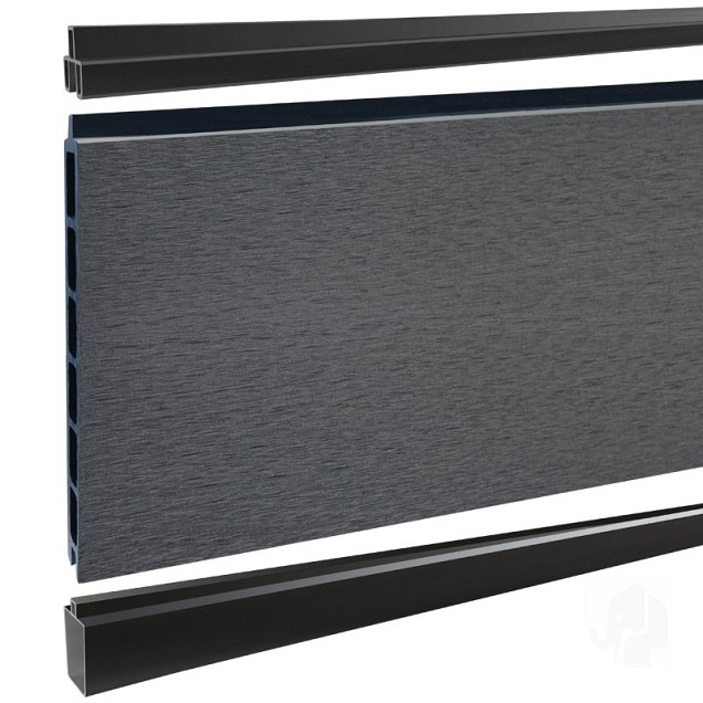 Elephant schutting Modular Evo houtcomposiet 180x200 cm Rock Grey, antraciet profielen