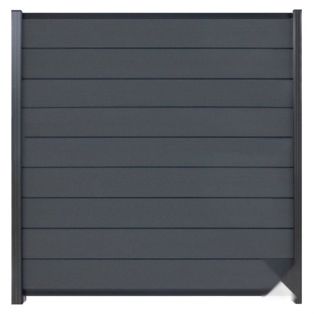 Elephant schutting Modular Evo houtcomposiet 180x200 cm Rock Grey, antraciet profielen