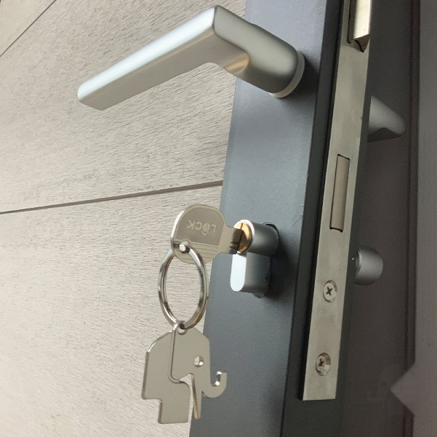 Elephant tuindeur Modular Evo houtcomposiet 90x174 cm Bicolor grijs, antraciet beslag