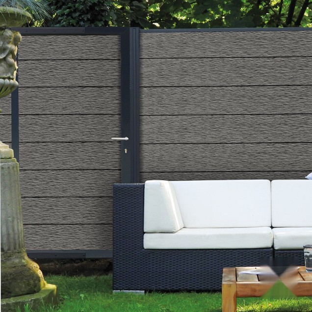 Elephant tuindeur Modular Evo houtcomposiet 180x90 cm Rock Grey, antraciet beslag
