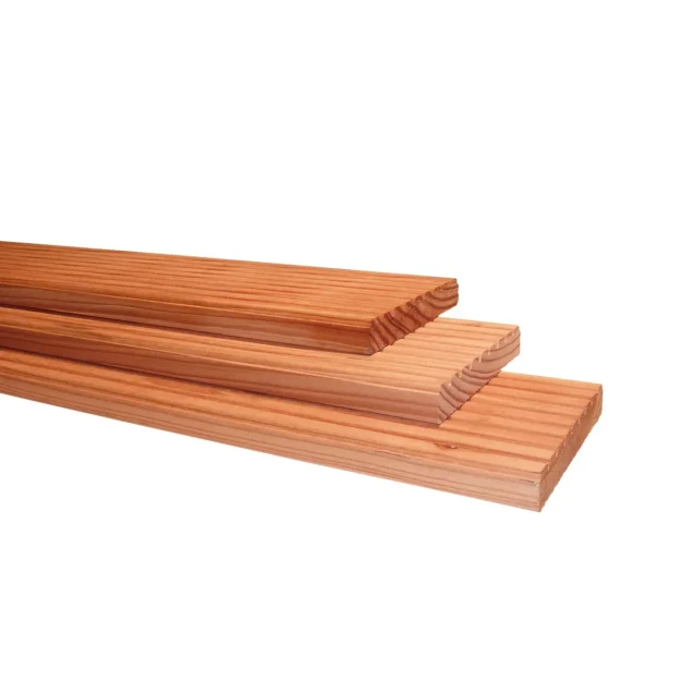 Douglas geschaafd dekdeel, 1 zijde grof, 1 zijde fijn profiel, 2.4x13.8x500 cm, kleurloos geïmpregneerd