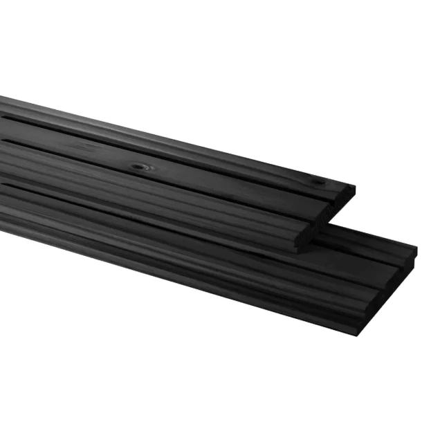 Vuren geschaafd triple profiel 2.2x14x400 cm, zwart gedompeld