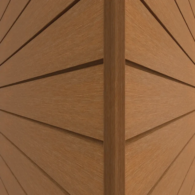 NewTechWood composiet co-extrusie hoekprofiel castellation t.b.v. wand bekleding. 7x8x300 cm Red Cedar