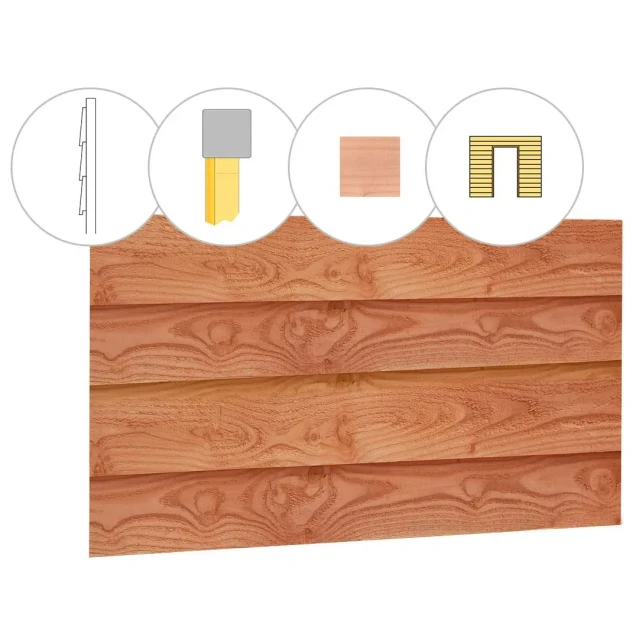 Zweeds rabat douglas enkelzijdige wand B. t.b.v. enkele deur. 228.5x224 cm onbehandeld