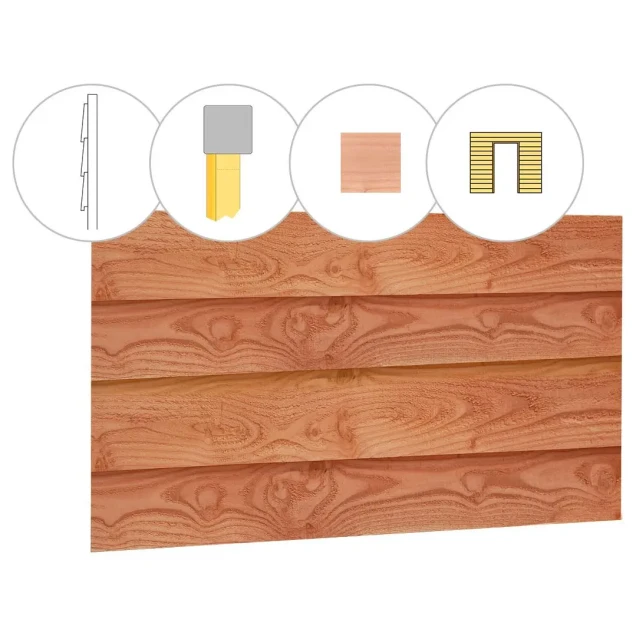 Zweeds rabat douglas enkelzijdige wand E. t.b.v. enkele deur. 371x224 cm onbehandeld