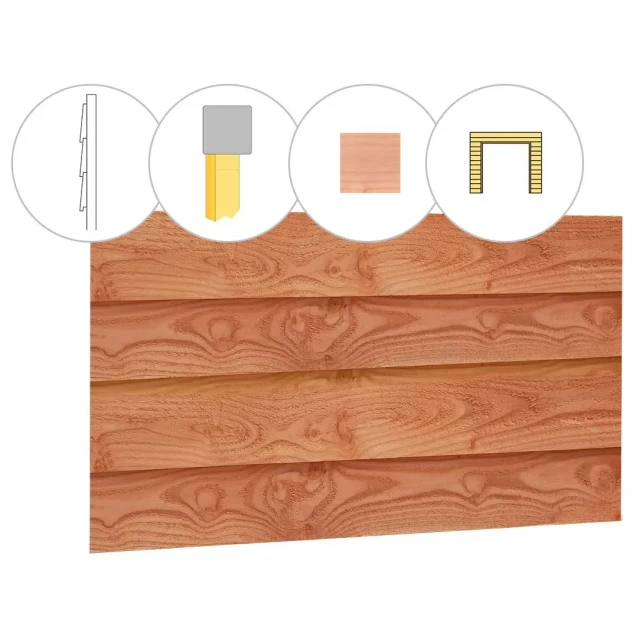 Zweeds rabat douglas enkelzijdige wand B. t.b.v. dubbele deur. 228.5x224 cm onbehandeld