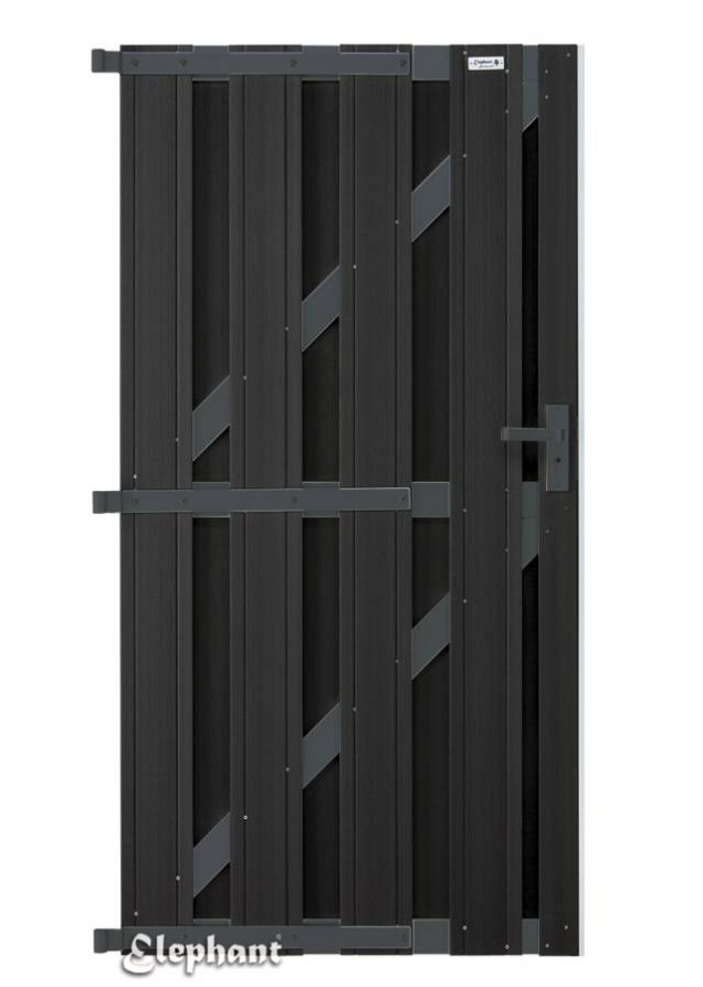 Deur met aluminium vulling 180 cm kleur kleur Stone Grey compleet met hang en sluitwerk