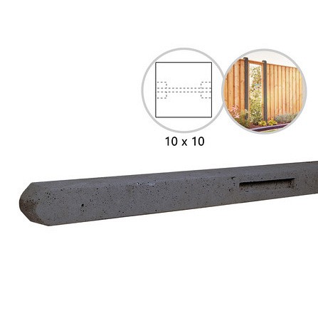Betonpaal stampbeton 10x10x180 cm, antraciet tussenpaal t.b.v. scherm 90 cm hoog