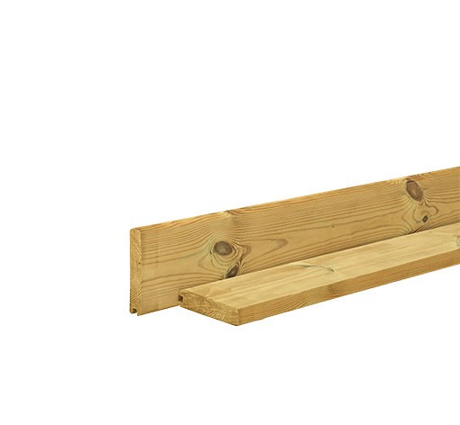 Grenen profielplank (afdekplank) 2.8x13.5x200 cm, groen geïmpregneerd