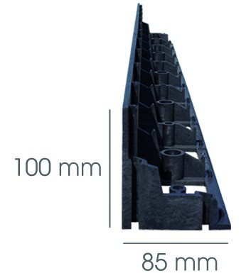 Kunststof kantopsluiting 10 x 8,5 x100cm zwart